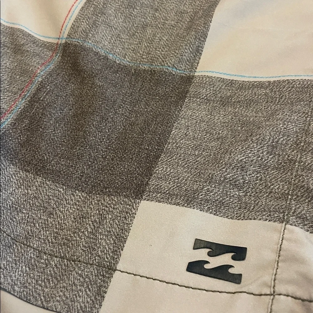 Billabong Men's Checkered Brown and Tan Shorts